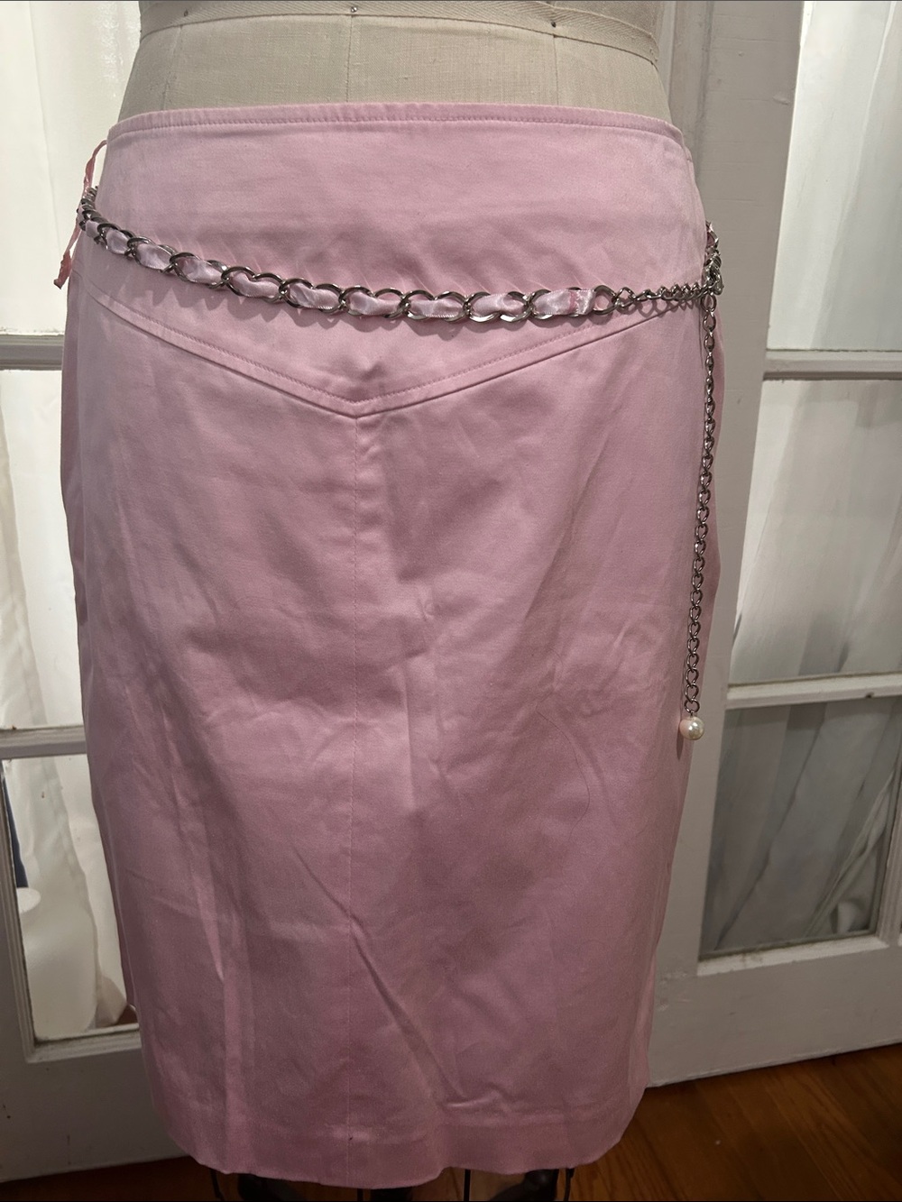 Alfani Light Pink Pencil Skirt with Silver Chain Accent